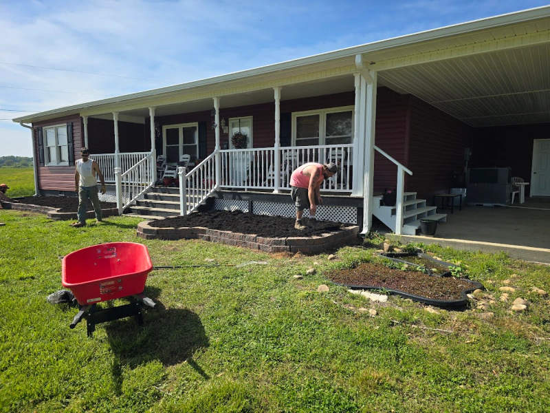 Installing a retaining wall and mulch